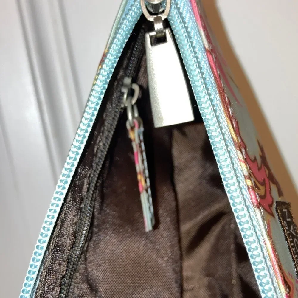 EMILIE SLOAN Seattle Paisley Pink Blue Spring Wristlet Bag Pouch 8.5 x 5 inches